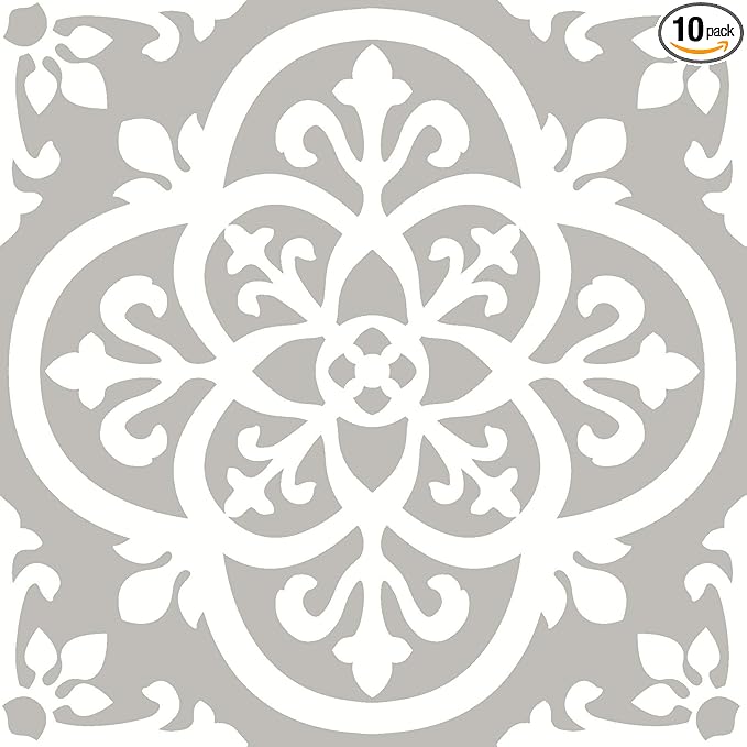 FloorPops FP2942 Medina Peel & Stick Floor Tiles, Grey
