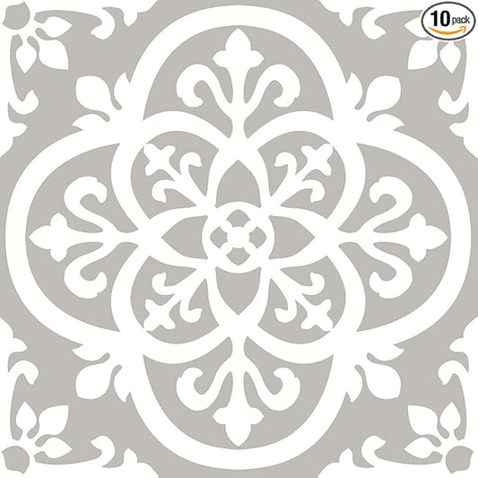 FloorPops FP2942 Medina Peel & Stick Floor Tiles, Grey