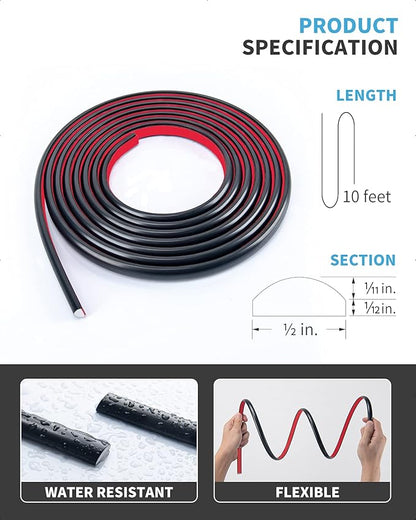 Art3d 10 Ft Peel and Stick Trim for Backsplash Tile Edge, Self-Adhesive Liner for Corner Decor in Black