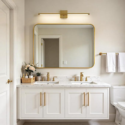 Epinl Gold Vanity Light for Bathroom, 32 inch 5CCT Dimmable Bathroom Lighting Fixture Over Mirror, Modern Brush Gold LED Vanity Lights, 360° Rotatable Bathroom Lights