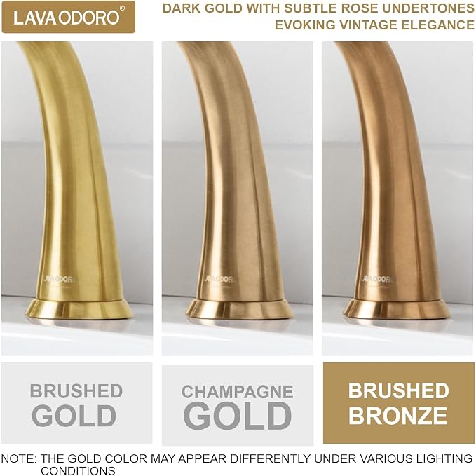 Valenvoir Brushed Bronze Bathroom Faucet for Sink 3 Hole | Bronze Gold 8 inch Widespread Bathroom Faucet 2 Handle Bathroom Sink Faucet with Drain Assembly Supply line, BF405-BB