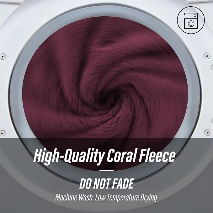 MOONQUEEN Ultra Soft Microfiber Coral Velvet Towel Set - Quick Drying, 2 Bath Towels, 2 Hand Towels, 2 Washcloths - Burgundy, 6 Pcs