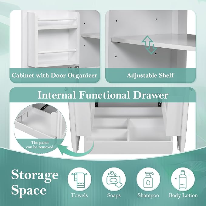 30" Bathroom Vanity with Sink, Storage Cabinet with Drawer, Two Doors with Shelf, Soft Close Door Hinges, Vintage Style, White