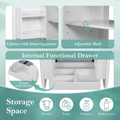 30" Bathroom Vanity with Sink, Storage Cabinet with Drawer, Two Doors with Shelf, Soft Close Door Hinges, Vintage Style, White