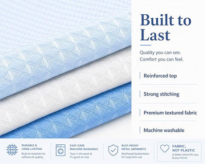 Dainty Home Ombre Waffle Weave Shower Curtain 70 x 72 Blue Textured Fabric Shower Curtain, Hotel Style Waffle Weave Bathroom Curtain, Water Resistant Polyester Ombre Shower Curtain