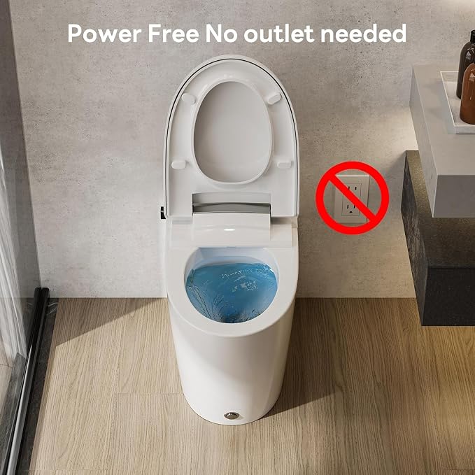 CD-W10V Non-Electric Bidet Toilet, Elongated, Silver | MAP 1000g Powerful Flush Smart Toilet, ADA comfort height, air pressure assisted,soft open/close,Foot-kick Flush,1.0 GPF