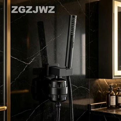 Handheld Shower Head，High Pressure Shower Head,Water Saving Detachable Shower Wand with Solid Brass Body and 5 ft Flexible Hose, Easy to Clean and Durable (Cylinder Head with Filter)