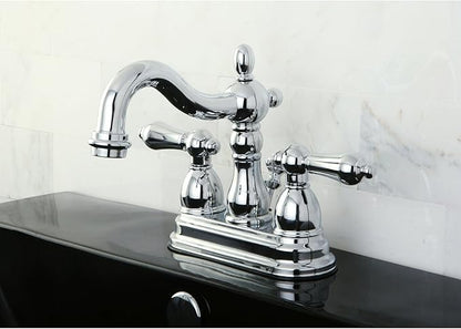Kingston Brass KB1601AL Heritage 4-Inch Centerset Lavatory Faucet with Metal Lever Handle, Polished Chrome