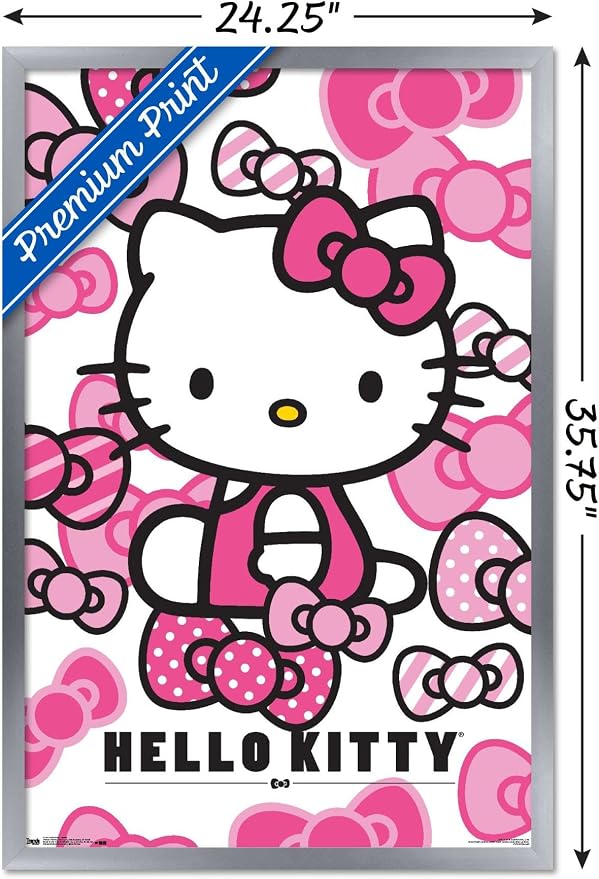 Trends International Hello Kitty - Bows Wall Poster, 22.375" x 34", Silver Framed Version