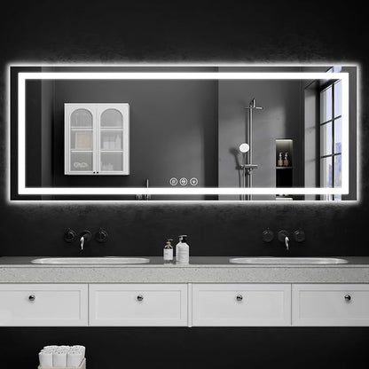 LED Bathroom Mirrors 28"x60" Bathroom Mirror with Lights for Wall, Backlit + Front Lit, 3 Colors, Anti-Fog, Dimmable Brightness for Vanity,Bathroom, Entryway, Living Room