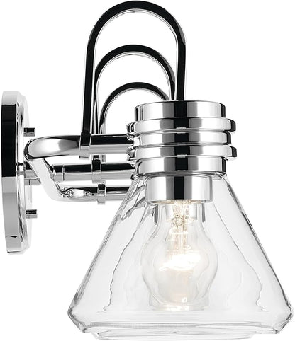 Kichler Farum 26" 3-Light Vanity Light with Clear Glass in Chrome, for Single or Double Vanity, Over a Mirror, Powder Room, Bathroom, (26" W x 9.5" H), 55155CHCLR