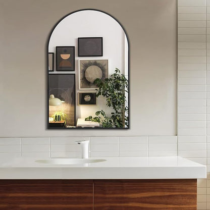 Arched Bathroom Mirror for Wall, 36" x 24" Metal Frame Vanity Mirror, Black | Aluminium Alloy Frame, HD Shatterproof Glass, for Bathroom Over Sink , Entryway, Bedroom, Living Room