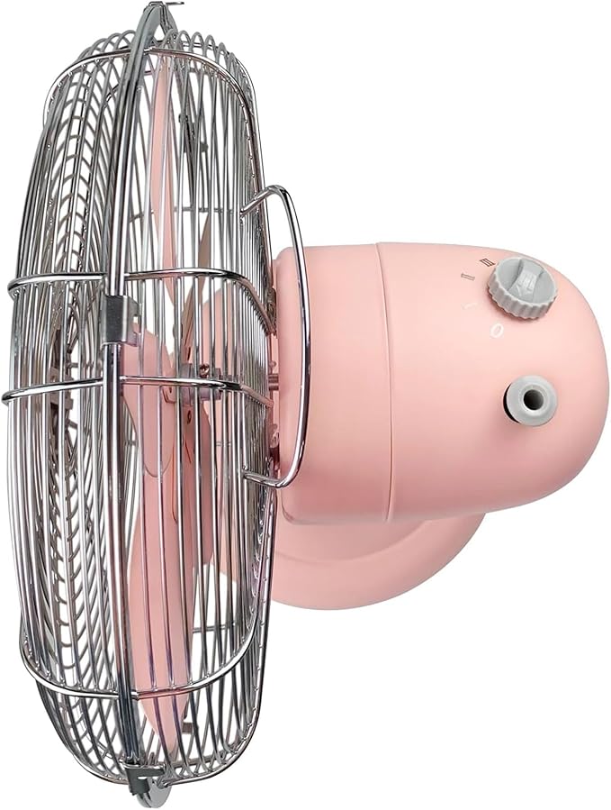 Good Housekeeping 92606 All-Metal 12" Retro Desk Office Table Fan with Wide Oscillation, 3-Speed Settings & Carrying Handle, Pink