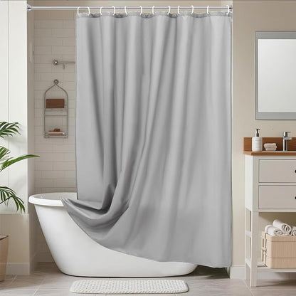 AooHome Extra Long Shower Curtain Liner, Fabric Shower Curtain with Hooks for Hotel, Water Repellent, 72 Width x 84 Height Inch, Light Grey