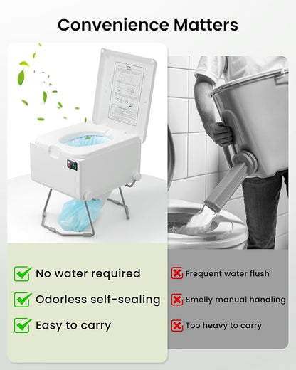 LE-310 Dry Flush Toilet for RV, Boat and Emergency Use, White | No water hookup, easy shelf storage, sealed waste bags, suited for RVs, boats, home emergencies, cabins and outdoor stays