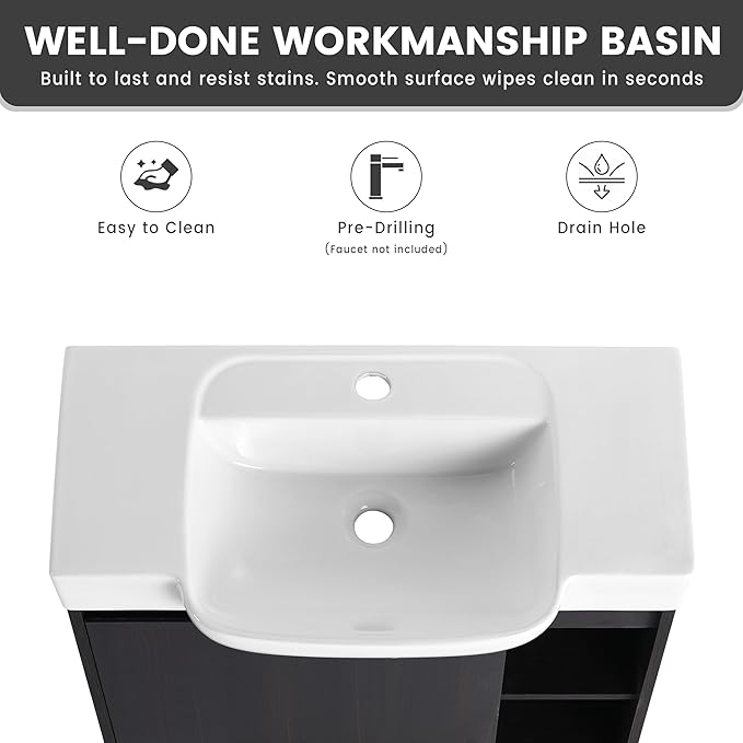 28" Floating Bathroom Vanity with Sink Combo,28 Inch Floating Vanity,Modern Single Sink Bathroom Vanity Combo,Black Wall Mounted Cabinet Set