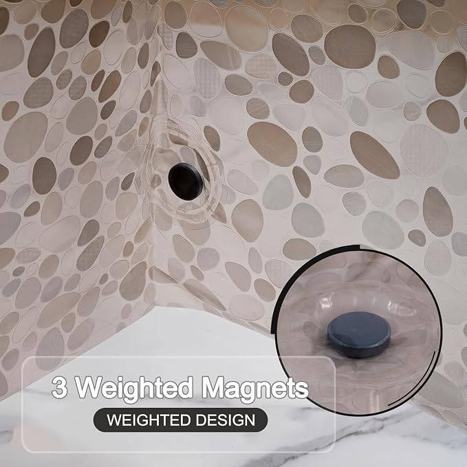 Shower Curtain Liner, 100% Waterproof EVA Shower Curtains with 3 Duty Heavy Bottom Magnets and 12 Rust Proof Grommets, 72x72 Weighted Shower Liner for Shower Stall, Bathtubs