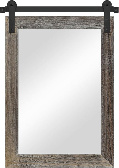COGOOD Farmhouse Bathroom Mirrors for Over Sink - 30 x 22 Speckled White | Rustic Barn Door Wood Framed Vanity Mirror for Entryway, Living Room, Bedroom, Dresser Wall Decor