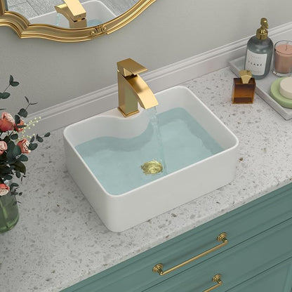 Bathroom Vessel Sink | Beslend 16"x12" Regular White Modern Ceramic Porcelain Above Counter Bathroom Sink Art Basin With Single Hole