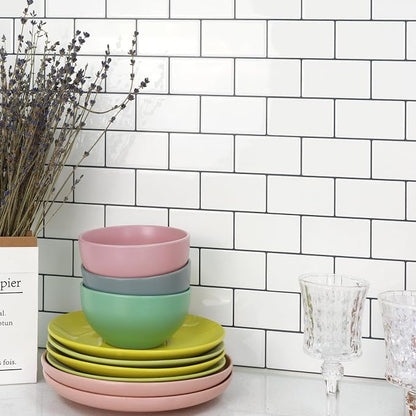 STICKGOO Subway Tile Peel and Stick Backsplash, Thicker Design 12" x 12" Stick on Backsplash Tiles for Kitchen, Bathroom, Wall Tile (10 Sheets, Warm White with Grey Grout)