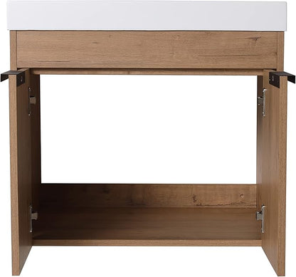 Malwee 24" Floating Bathroom Vanity with Sink, Rustic Bathroom Wall-Hung Vanity, Mordern Bath Sink Vanity Combo, Bathroom Cabinet Set with Ample Storage, (021)