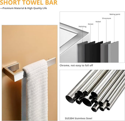 Fapully 5 Piece Bathroom Hardware Accessories Set Chrome Polish | Wall Mounted | Stainless Steel