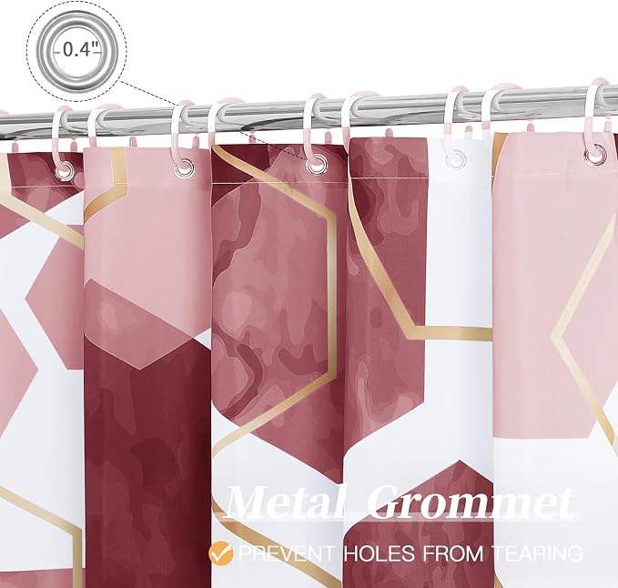 Litabel Small Stall Shower Curtain Set, Geometric Bathroom Decor 36x72 | Narrow Half Modern Minimalist Shower Curtais, Burgundy Geometric Art Print Abstract Waterproof Bath Curtain