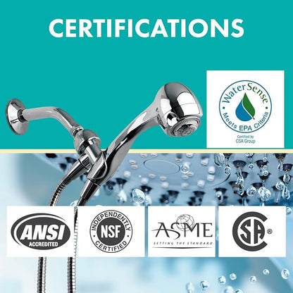 Niagara Conservation N2935CH Earth Spa 3-Spray with 2 GPM 2.7-in. Wall Mount Handheld Shower Head in Chrome, 1-Pack | Bathroom Shower Head Sprayer with Pressure Compensation Technology