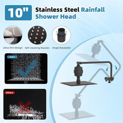 10" Metal Filtered Shower Head with 10-Mode Handheld, Oil Rubbed Bronze | NSF/ANSI/CAN 372 Certified, High Pressure Showerhead Combo, 20 Stage Shower Filter, 11" Shower Arm, 71" Hose, Shower Holder