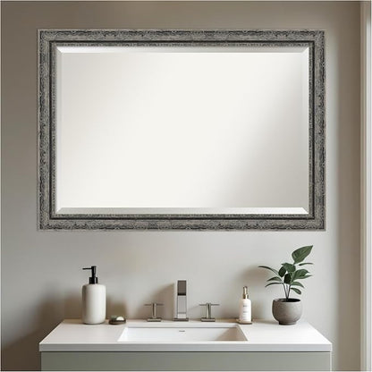 Amanti Art Black Bathroom Mirror for Over Sink, 28x40 Filigree Matte Black Rectangle Vanity Mirror, Large Traditional Frame, Hangs Horizonally and Vertically, Bathroom Wall Decor, Beveled Edge