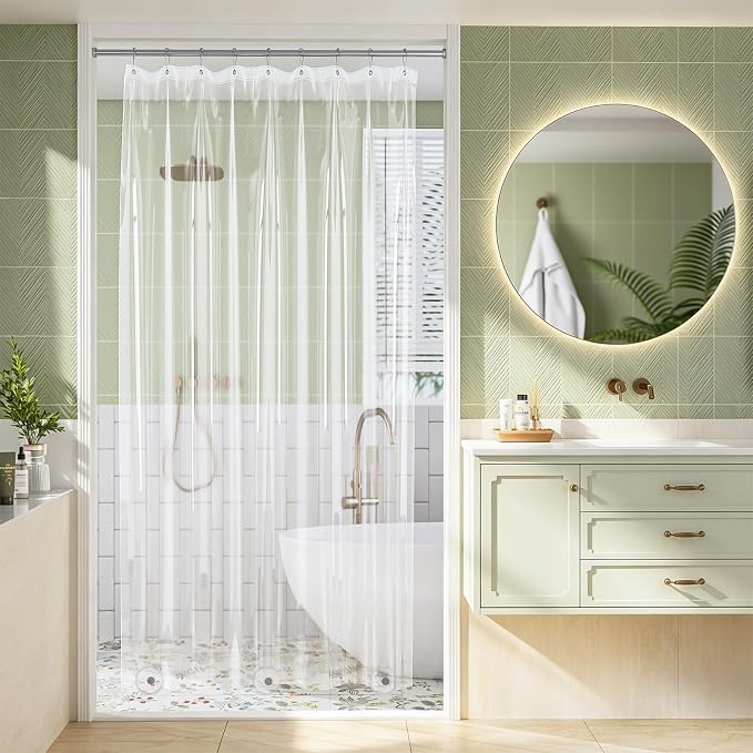 Stall Shower Curtain Liner, 52x72 Clear Shower Liner PEVA Medium Weight Inside Shower Curtains for Bathroom with Rustproof Grommets