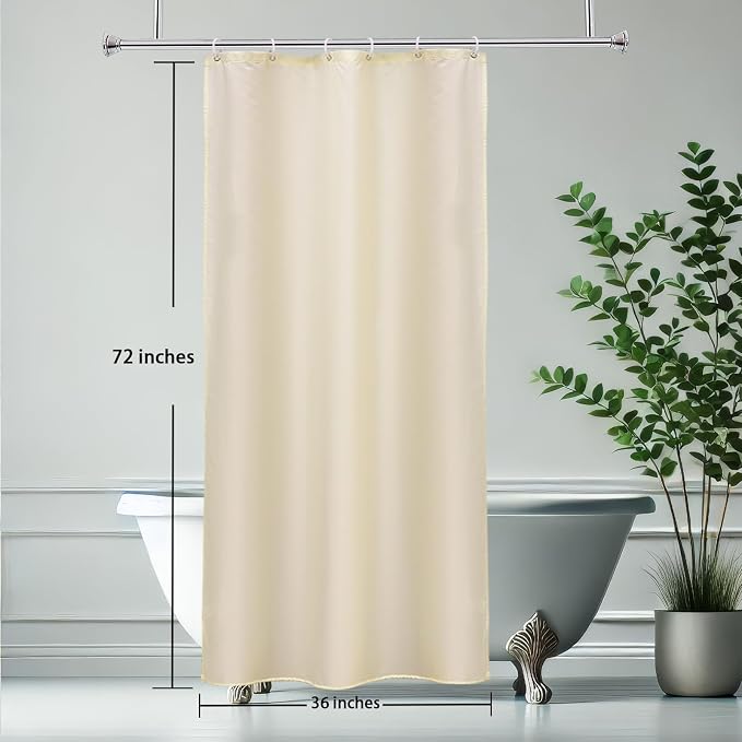 AooHome 36 x 72 Inch Stall Half Size Shower Curtain, Fabric Solid Color Bathroom Curtain for Hotel, Weighted Hem, Waterproof, Beige