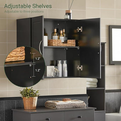 SoBuy Bathroom Kitchen Wall Cabinet, Garage or Laundry Room Storage Medicine Cabinet, Linen Tower Bath Cabine with Shelf, Black FRG231-SCH