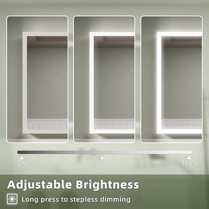 LED Medicine Cabinet Mirror with Lights, 24x30 Inch Bathroom Storage, Recessed/Wall Mount, Plug-in/Hardwired, 3 Color Dimmable Light, Anti-Fog, Time Temp Display, Right Hinge