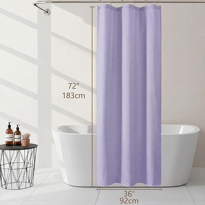 Stall Shower Curtain 36 x 72 Inch, Textured Soft Fabric Waffle Narrow Size Modern Shower Small Curtain for Bathroom Hotel, Machine Washable, Water Resistant, Lavender, 36Wx72L Inches
