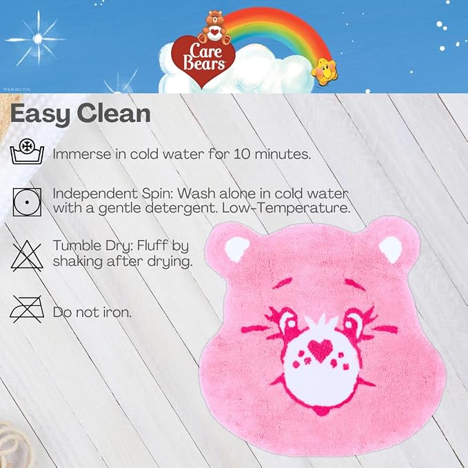 Care Bears Cheer Bear Pink Cotton Non Slip Plush Bathroom Mat Rug (Officially Licensed Product) By Franco