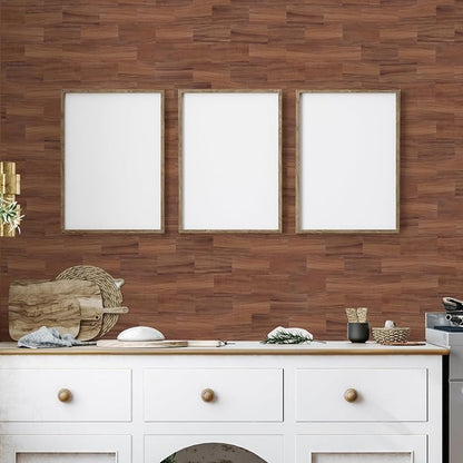 Yipscazo Peel and Stick backsplash 3 x 6 Inches 3D PVC Composite Wall Tile Stick on Backsplash Tile for Kitchen Bathroom, Laundry Room, Fireplace(Brown Wood Grain, 2 Pieces)