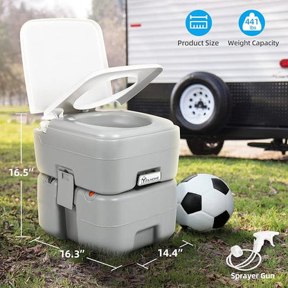 YITAHOME 5.3Gal Portable Toilet Camping Porta Potty with Carry Bag and Hand | Leak-Proof Indoor Outdoor Toilet with Level Indicator, Handle Pump, for RV Travel, Boat and Trips