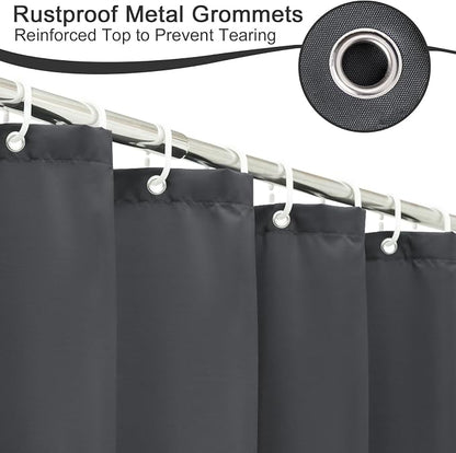 AooHome Fabric Shower Curtain Liner, Solid Hotel Shower Curtain, Water Repellent, Dark Grey, 72 Width x 78 Height Inch