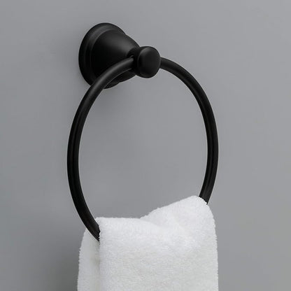 Franklin Brass Kinla 3-Piece Bathroom Set Matte Black 24" Towel Bar Rack, Toilet Paper Holder, Ring KIN3PC-MB