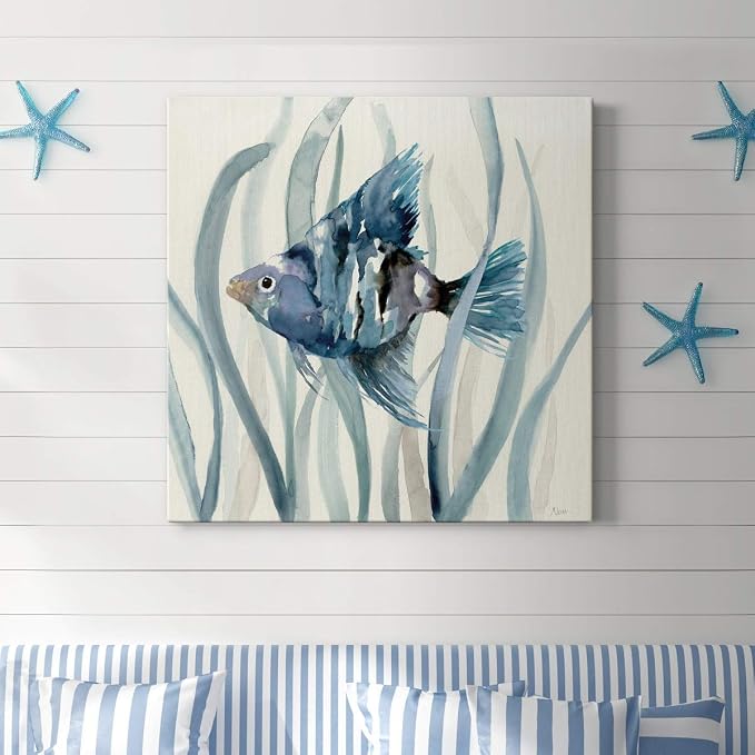 Renditions Gallery Fish in Seagrass II Wall Art, Premium Gallery Wrapped Canvas Decor, Ready to Hang, 40 in H x 40 in W, Made in America Print