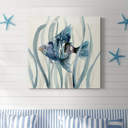 Renditions Gallery Fish in Seagrass II Wall Art, Premium Gallery Wrapped Canvas Decor, Ready to Hang, 40 in H x 40 in W, Made in America Print