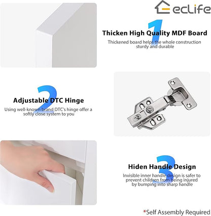 eclife 22" Corner Bathroom Vanity Sink Combo for Small Space Wall Mounted Floating Cabinet with White Resin Sink and Matte Black Faucet, White