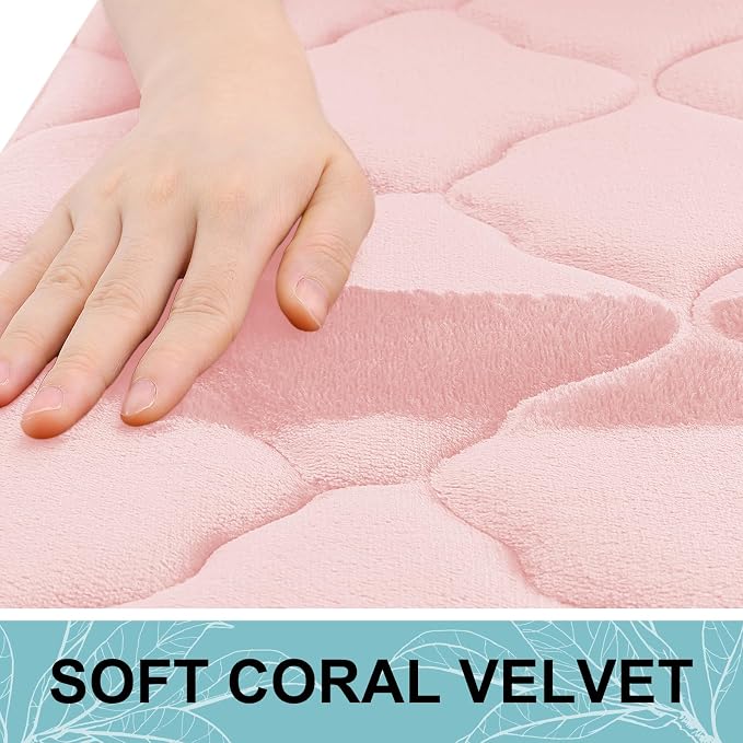 OLANLY Memory Foam Bath Mat Rug 70x24, Ultra Soft and Absorbent Bathroom Rugs, Non-Slip, Comfortable, Machine Washable Bath Carpet for Bathroom Floor, Tub, Shower and Home Decor Accessories, Pink