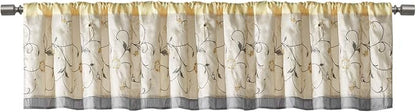 Madison Park Embroidered Window Valance, 50"x18", Yellow | Light Filtering Rod Pocket Window Treatment Curtain, Window Panel Drape for Bedroom Living Room and Dorm