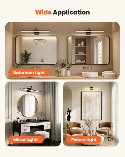 Morden Bathroom Light Fixtures,Black Vanity Lights, 360°Rotatable 24IN Vanity Fixture Over Mirror with 5CCT&Dimmable Wall Lamp, Eye-Friendly Led Bath Bar For Makeup Shaving-ETL, Ideal Gift for Holiday