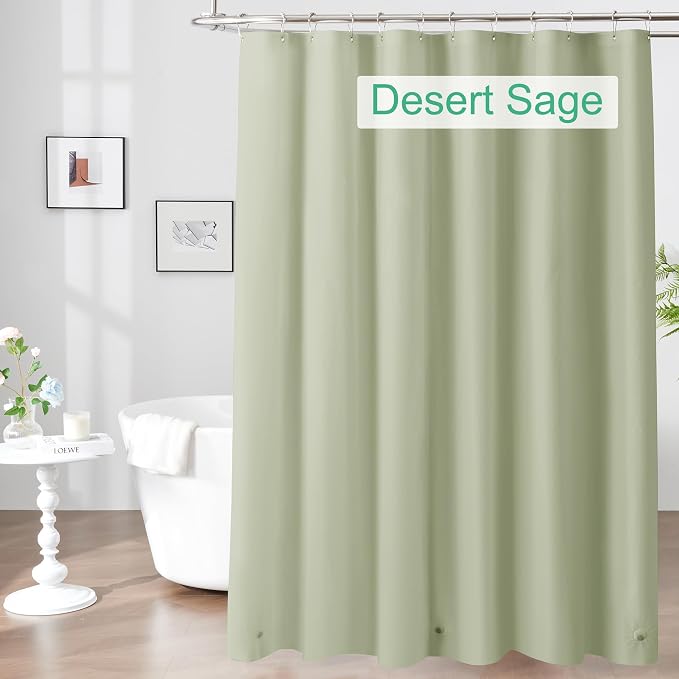 Mrs Awesome Sage Shower Curtain Liner with 3 Magnets, 72x72 | 12 Rustproof Grommets,Premium Flexible Sturdy Plastic Shower Curtain for Bathroom Lightweight & Waterproof,72W x 72H