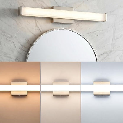 URSOLA 24" Modern LED Bathroom Light Fixtures, Brushed Nickel 3CCT Dimmable Bathroom Vanity Light Over Mirror, Bathroom Vanity Bath Bar Lights with Double Layer Acrylic Shade