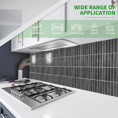 LONGKING 10-Sheet Smoky Black Peel and Stick Backsplash Tiles for Kitchen Wall, Kitchen Backsplash Wall Tile, Waterproof Back Splash Stick on Tiles for Bathroom | Peel and stick backsplash, self-adhesive wall tile, Black, waterproof, kitchen bathroom w...