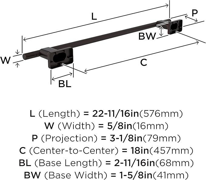 Amerock Bronx Oil-Rubbed Bronze 18 inch (457mm) Towel Bar, BH26614ORB